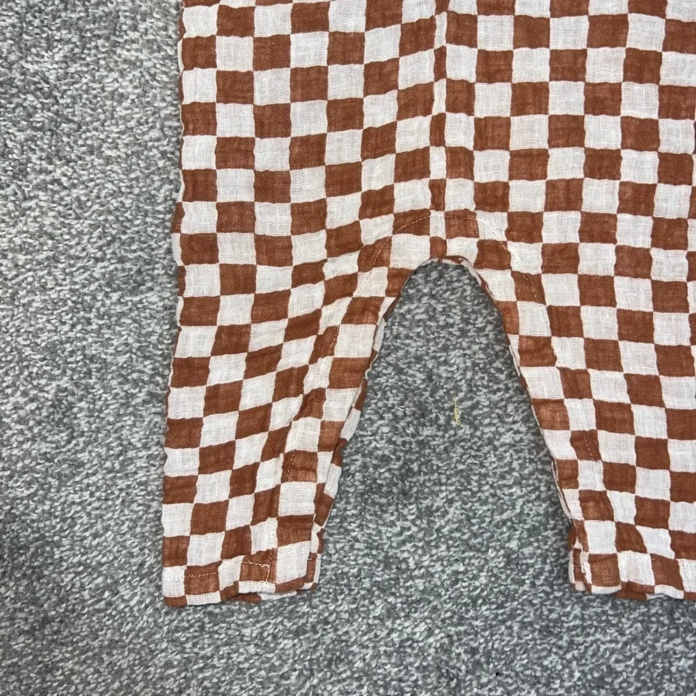 Rylee + Cru - Linen Jumpsuit - Camel Checkered Toddler Jumpsuit